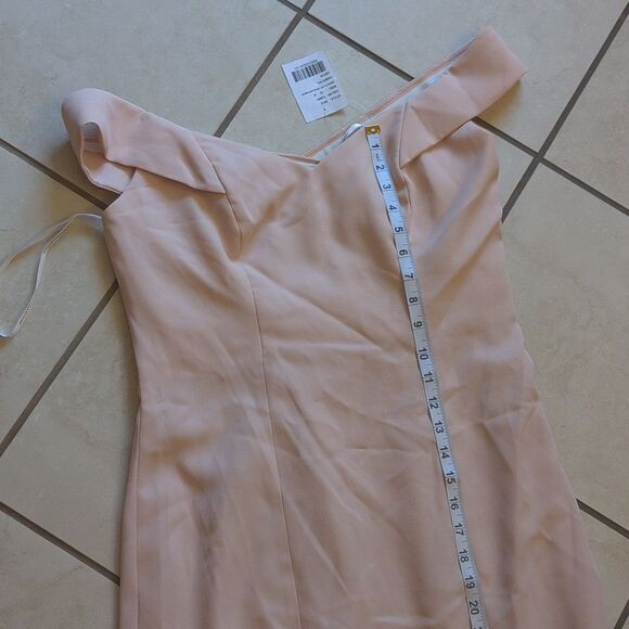 NWT Dessy Collection Off-Shoulder Light Pink Maxi Dress 3012 Cross Back Size 10 - Picture 6 of 15